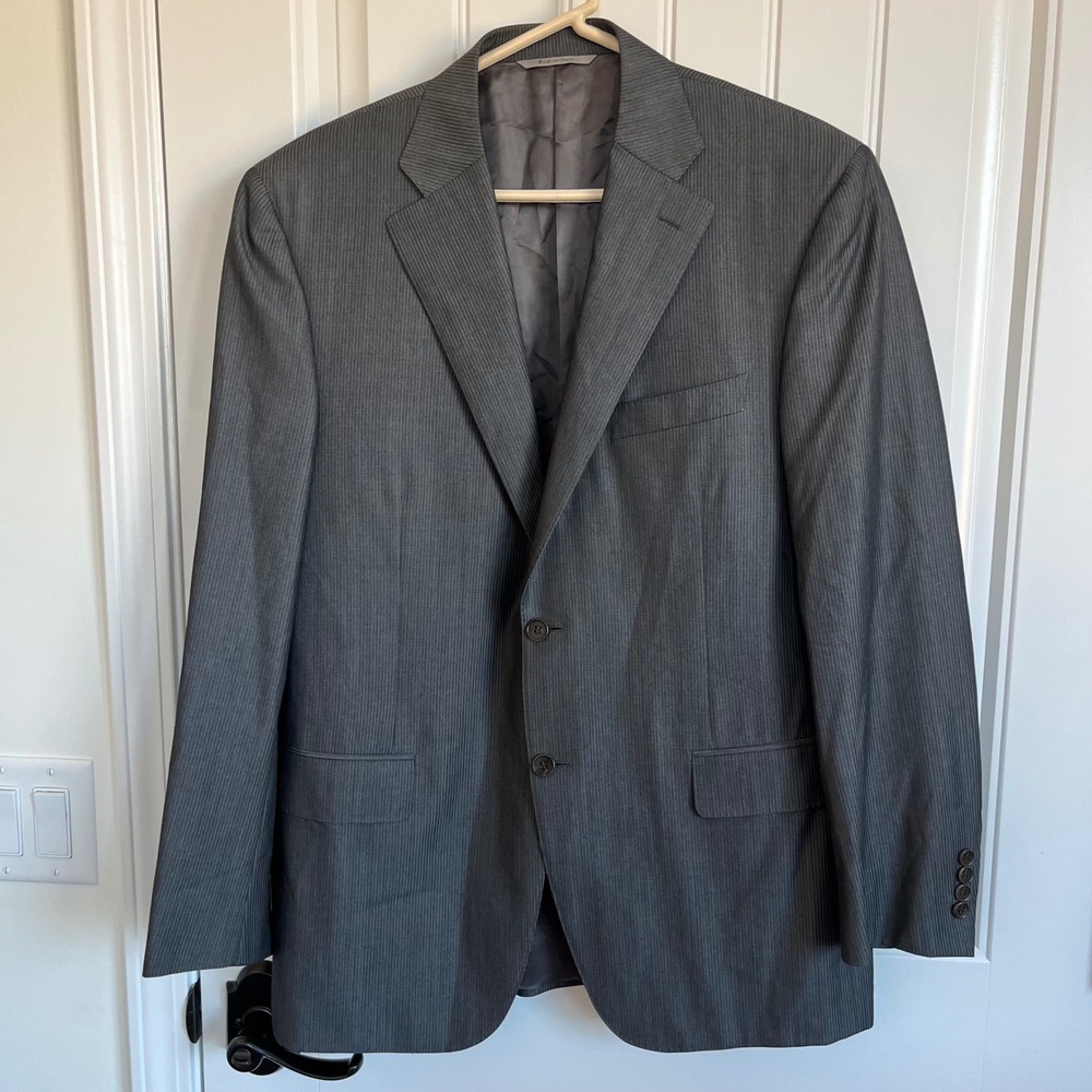 Canali Men's Suit Jacket Gray Stripe Made In Italy Wool Eur 52r Us 42r View 2